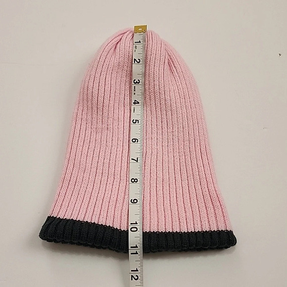 2-Tone Womens Pink & Cream & Grey Beanie Fold Hat - Picture 5 of 10